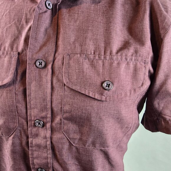 Vertx Tactical Shirt Mens Small Snap Button Front Shirt Burgundy Utility Stretch - Picture 3 of 8